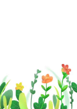 花草扁平免扣装饰元素