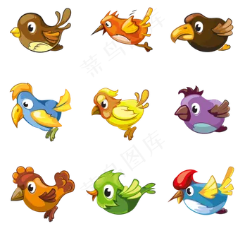 可爱矢量卡通小鸟鸟元素