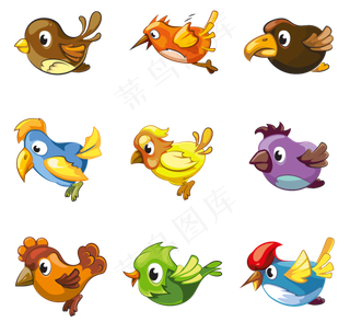 可爱矢量卡通小鸟鸟元素
