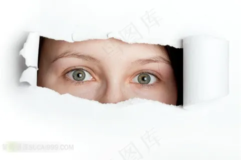 破纸凝视的女孩这样素材