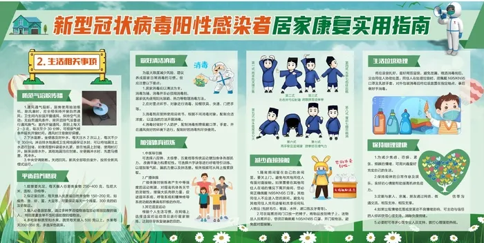 绿色病毒阳性感染者居家康复展板cdr矢量模版下载