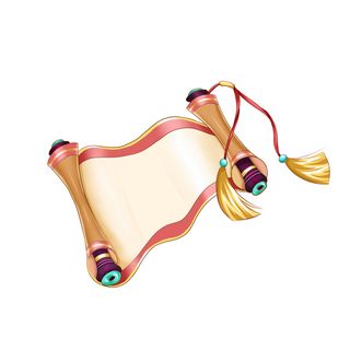 复古中国风卷轴元素手绘画轴文本标题框PSDAI素材模板png免扣图