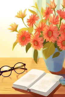 鲜花阳光书籍温馨唯美背景