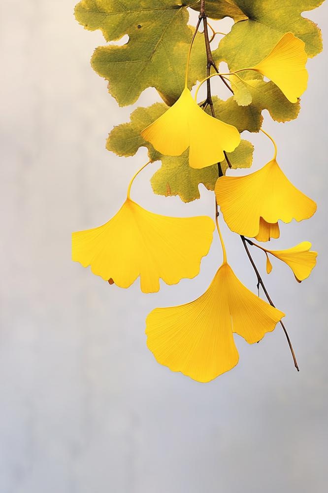 简约银杏叶清新节气海报背景