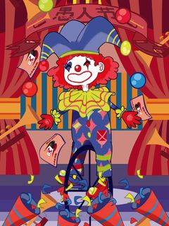 愚人节马戏团小丑搞怪搞笑卡通手绘插图插画海报PSD素材