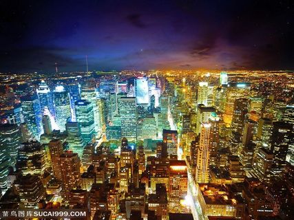 美国纽约繁华都市夜景图片