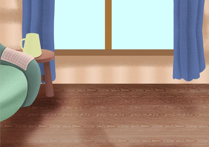 木纹温馨小屋插画背景psd模版下载