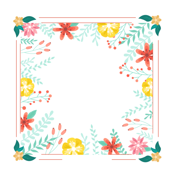 花与叶卡通边框