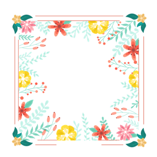 花与叶卡通边框