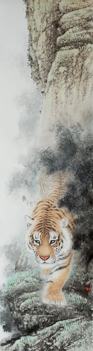 工笔老虎国画 工笔老虎国画