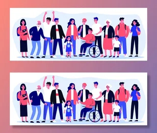 扁平化人物场景办公互联网等距ai矢量设计网页海报UI素材插画