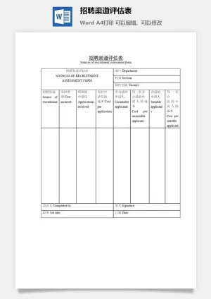 招聘渠道评估表word模板