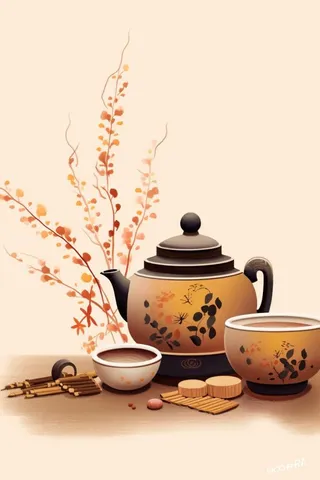 茶文化国风简约背景