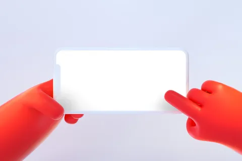 红色手持苹果手机点击插画展示样机