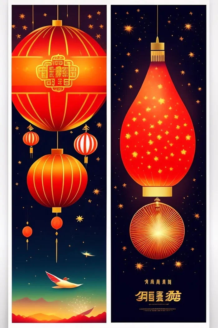 元宵节红色灯笼海报