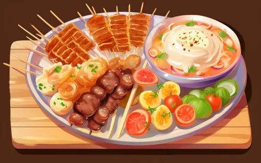 烧烤烤肉美食食物插画素材背景