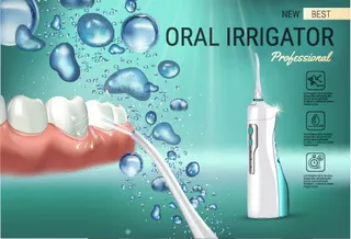 矢量口腔牙刷与冲洗器广告