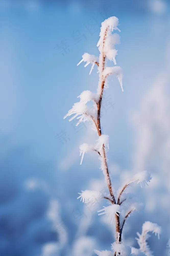 雪地树枝冬天清新背景(896x1344)