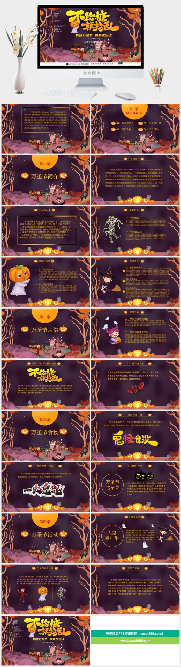 不给糖就捣乱万圣节由来活动策划PPT