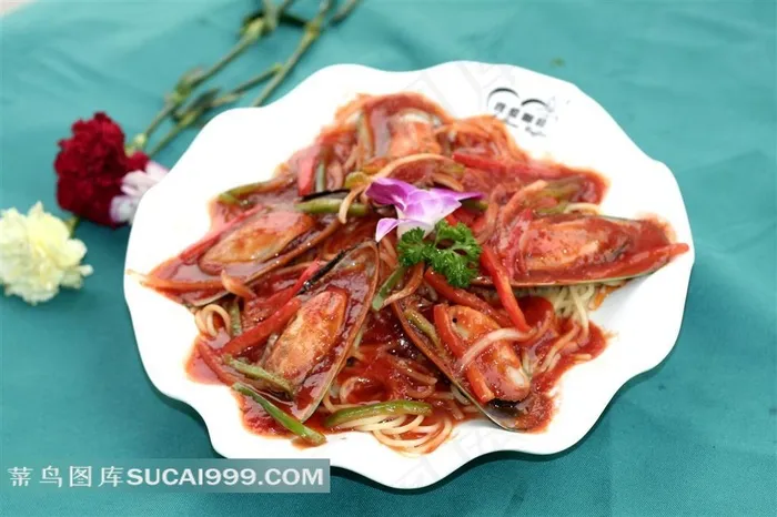 菜牌素材加拿大蓝贝烩意粉