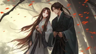 古风仙侠情侣国风插画