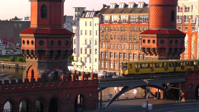 柏林, 桥, 上鲍姆桥, 地铁, 交通, 流动, 狂欢