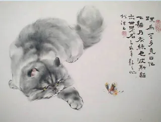 油画 小猫 风景 背景墙