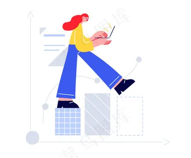 扁平风简笔画抽象办公人物插画 扁平风简笔画抽象办公人物插画