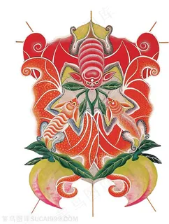蝙蝠寿桃福禄寿中国风风筝纸鸢民俗节日图片