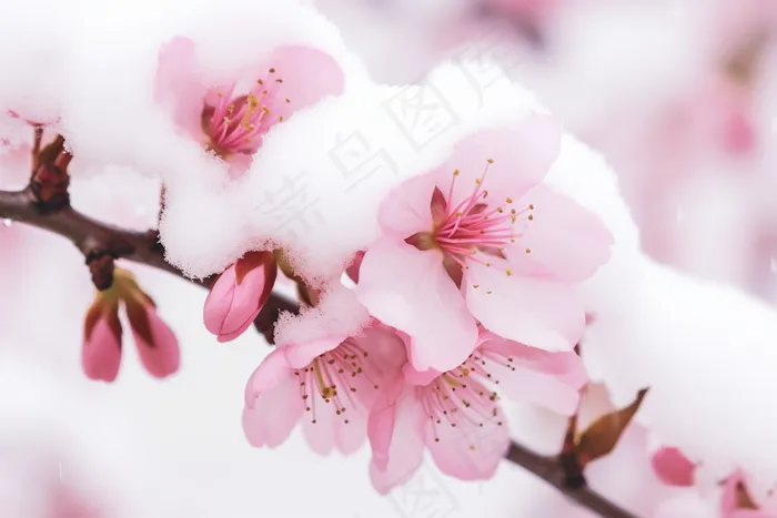 冬季白雪覆盖的梅花摄影图