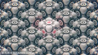 3D立体方块空间PPT海报C4D创意背景素材