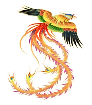 手绘国潮中国风神龙凤凰卡通形象插画装饰元素图案PSD设计素材