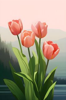 唯美淡雅清新郁金香背景