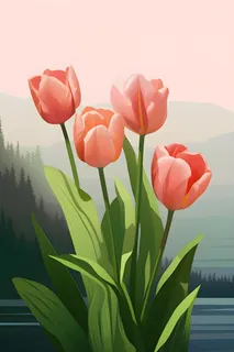 唯美淡雅清新郁金香背景