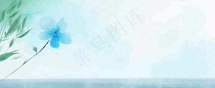 夏天海面清新绿植简约插画，夏至春分谷雨(1712x704)