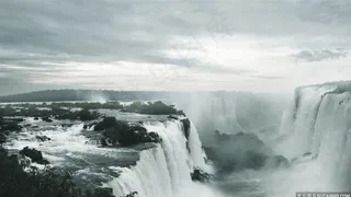 流水瀑布宏伟风景画