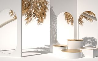 光影场景产品主图背景3D场景图详情页香槟色