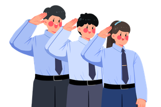 卡通动漫警察敬礼免扣