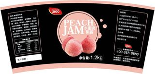 水蜜桃扇形罐头不干胶标签贴纸