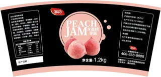 水蜜桃扇形罐头不干胶标签贴纸