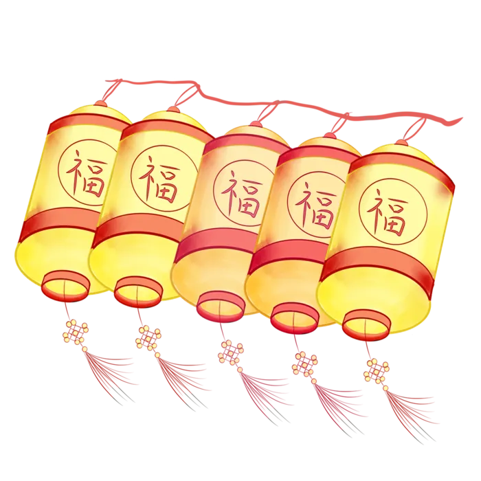 卡通手绘灯笼中秋节元宵节花灯新年海报元素PNG免扣PS素材