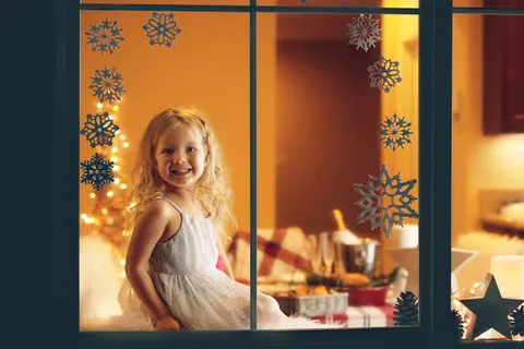 圣诞节装饰窗户门冬天新年装饰室内外场景(133)