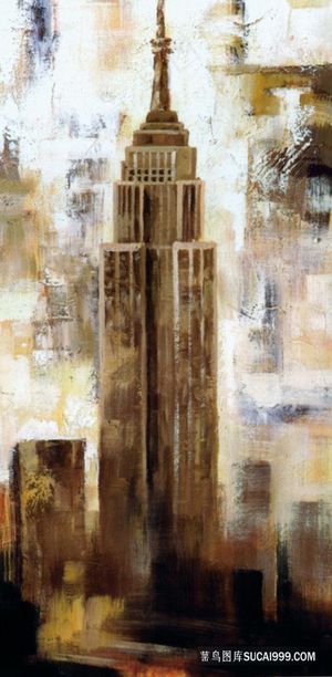 唯美建筑高楼艺术油画
