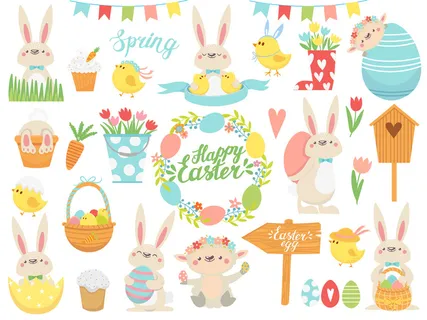 复活节装饰元素插画可爱清新风格贴纸(8) 复活节装饰元素插画可爱清新风格贴纸(8)
