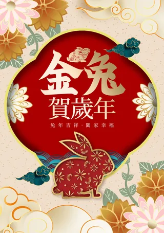 兔年金兔贺岁年海报素材