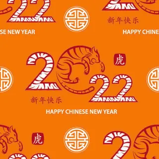 春节新年中国风虎年老虎元素平铺背景大图插画AI矢量设计素材