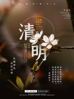 中国风清明节祭祖追思传统文化节日宣传海报插画展板PSD设计素材 中国风清明节祭祖追思传统文化节日宣传海报插画展板PSD设计素材