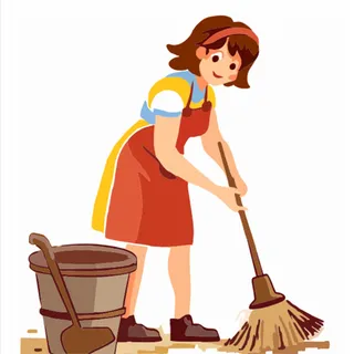 扫地人物矢量
