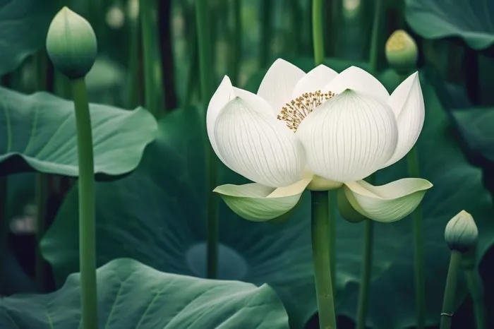 绿色莲花莲子简约背景(1344x896)