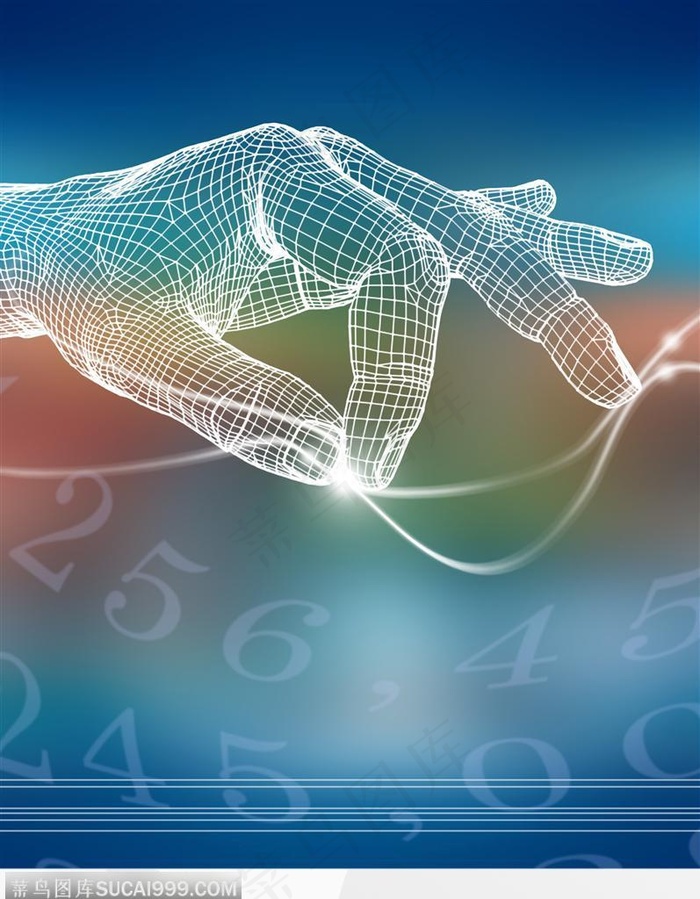 科技背景-数码手拿着线条素材